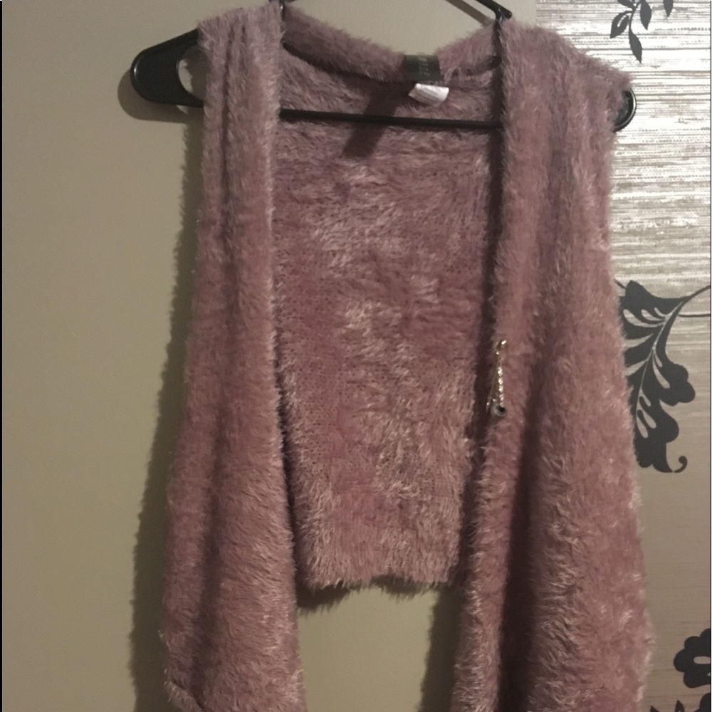 Plush plum half jacket